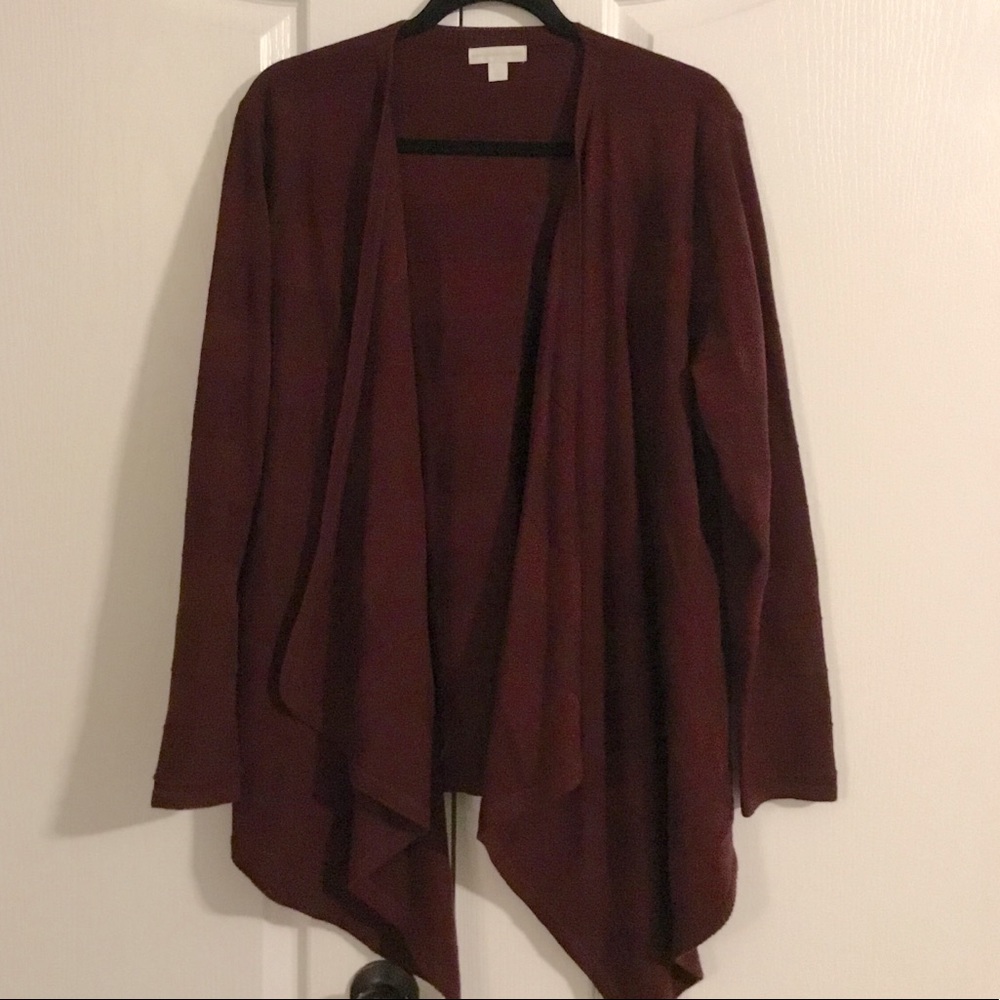 New York & Company Long Knit Cardigan - Burgandy